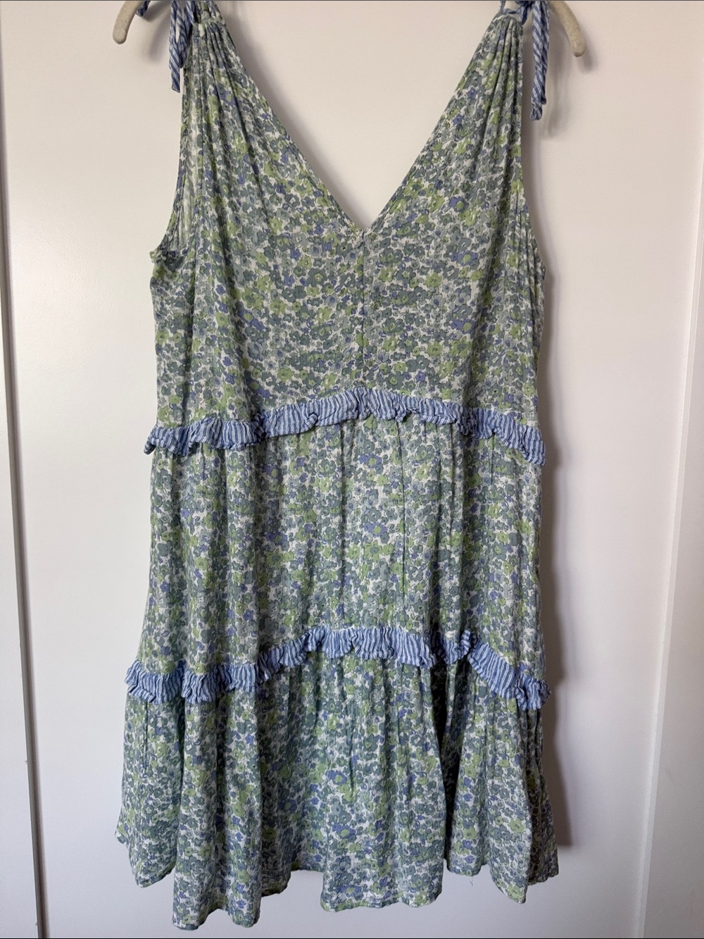 Rails Janelle Floral Tie-Shoulder Mini Dress in Green and Blue